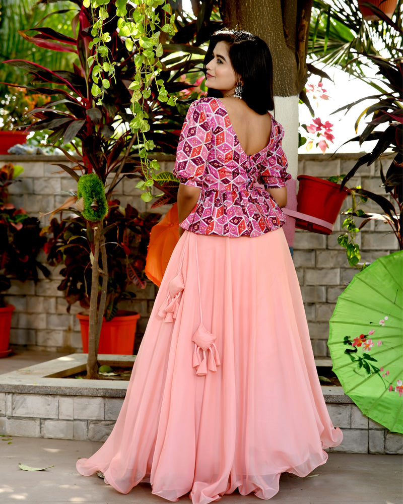 Peach Color Designer Tebby Silk Lehenga Choli