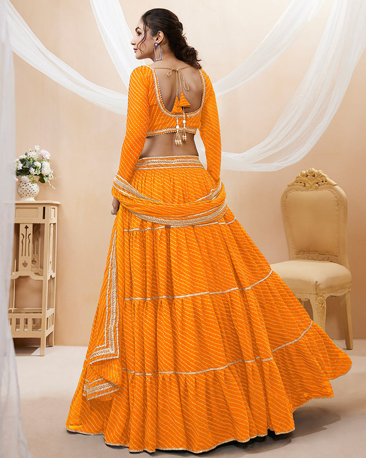 Mustard Laheriya Print Georgette Lehenga Choli