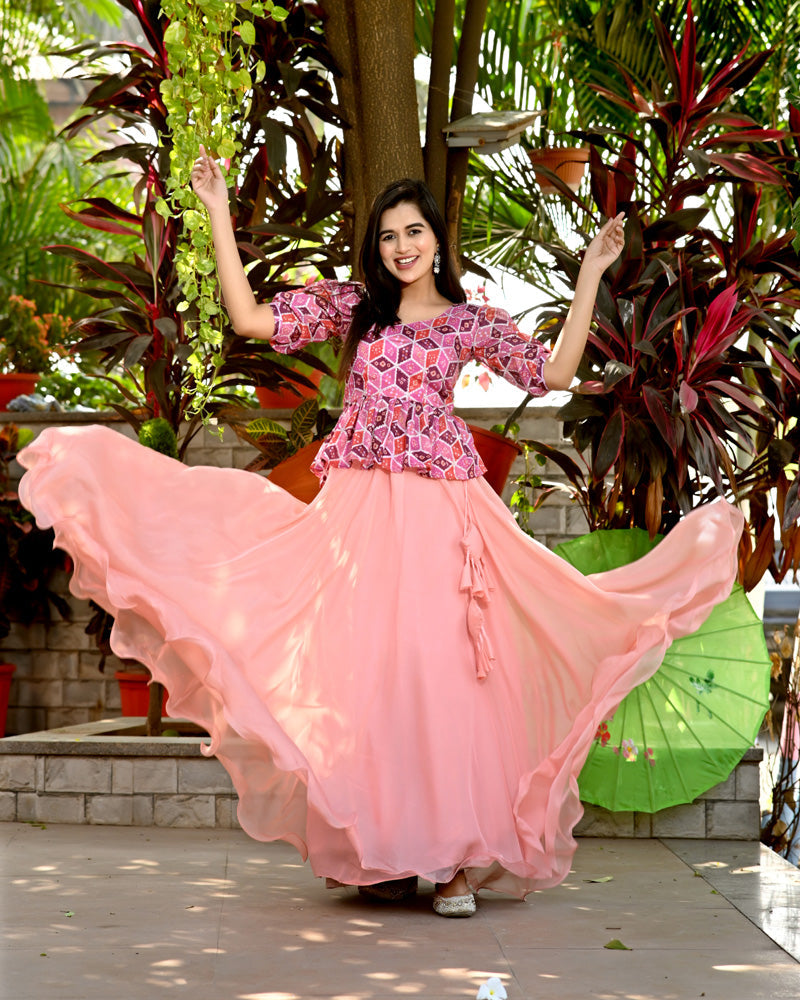 Peach Color Designer Tebby Silk Lehenga Choli