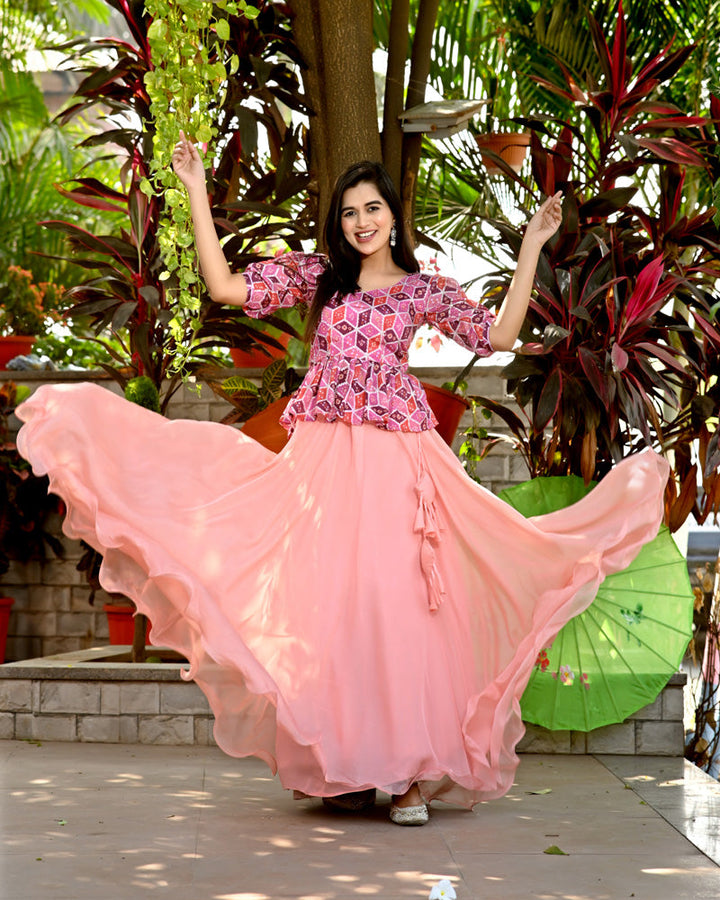 Peach Color Designer Tebby Silk Lehenga Choli