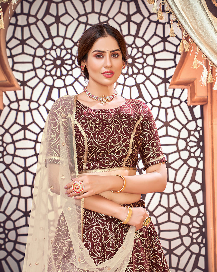 Deep Maroon Color Taffeta Silk Lehenga Choli