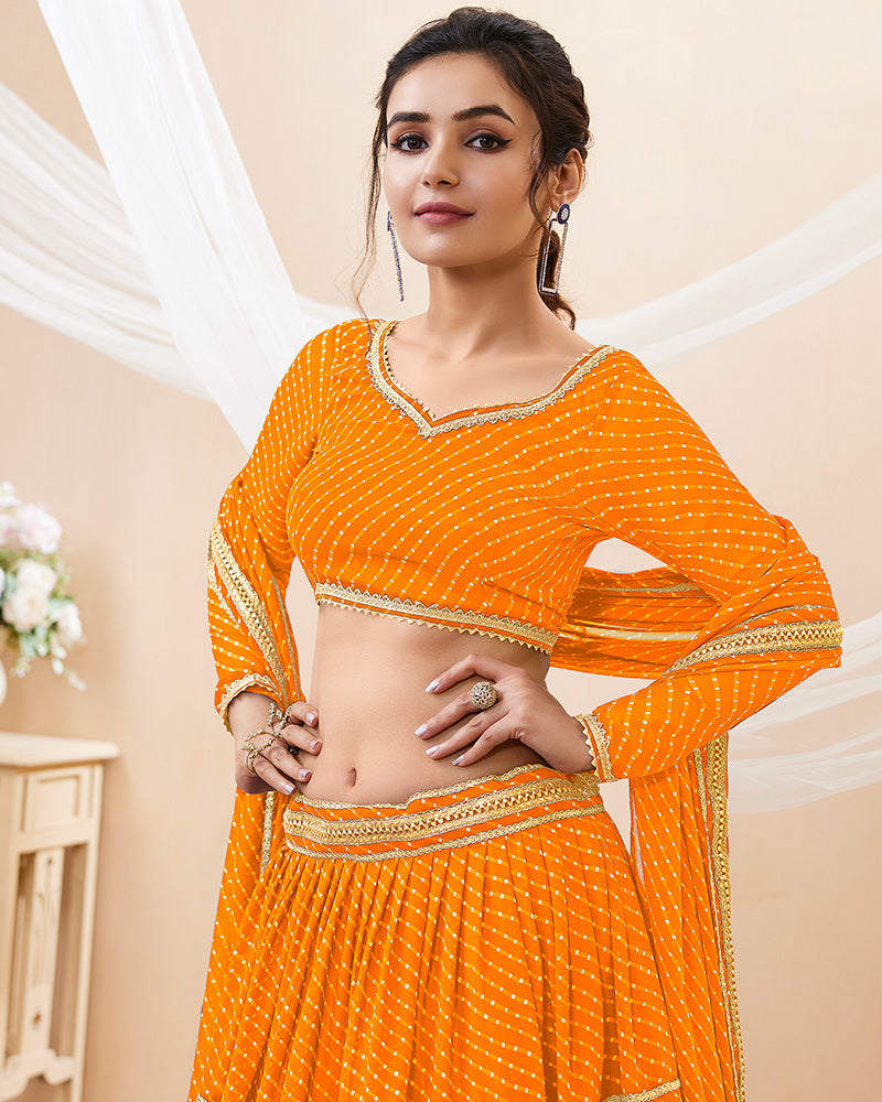 Mustard Laheriya Print Georgette Lehenga Choli