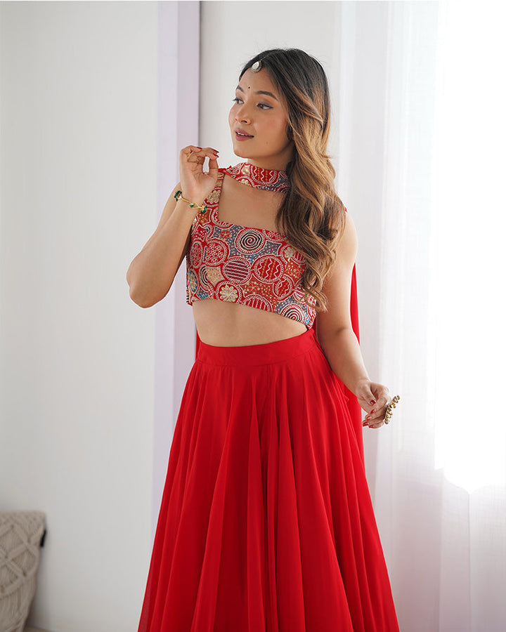 Red Color Pure Soft Georgette Lehenga Choli
