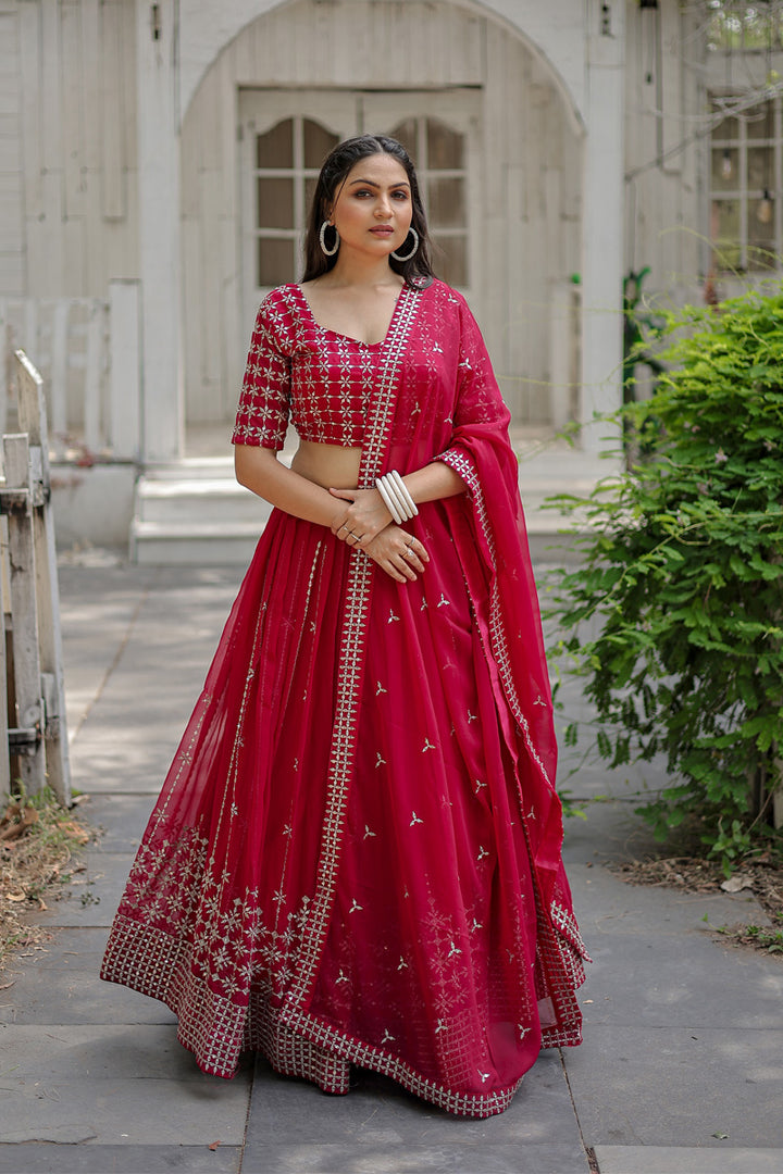 Pink Color Faux Blooming With Heavy Sequence Work Lehenga Choli