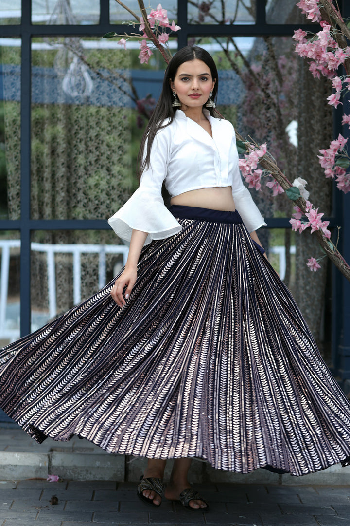 White And Black Color Faux Blooming Designer Sequence Lehenga Choli