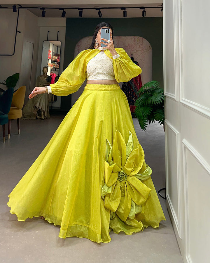 Rajwadi Chanderi silk lehenga Choli with Detachable Sleeve