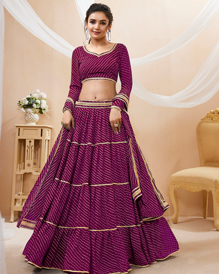 Purple Laheriya Print Georgette Lehenga Choli