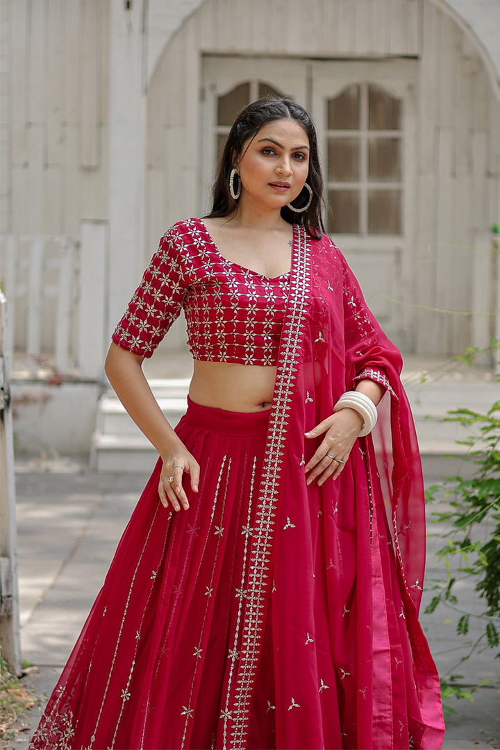Pink Color Faux Blooming With Heavy Sequence Work Lehenga Choli