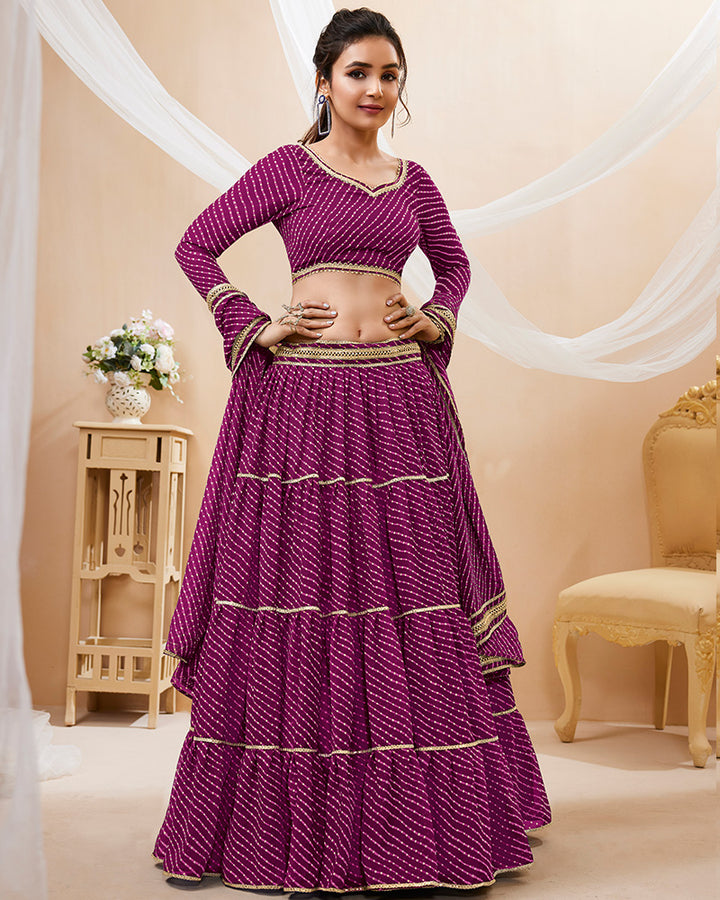 Purple Laheriya Print Georgette Lehenga Choli