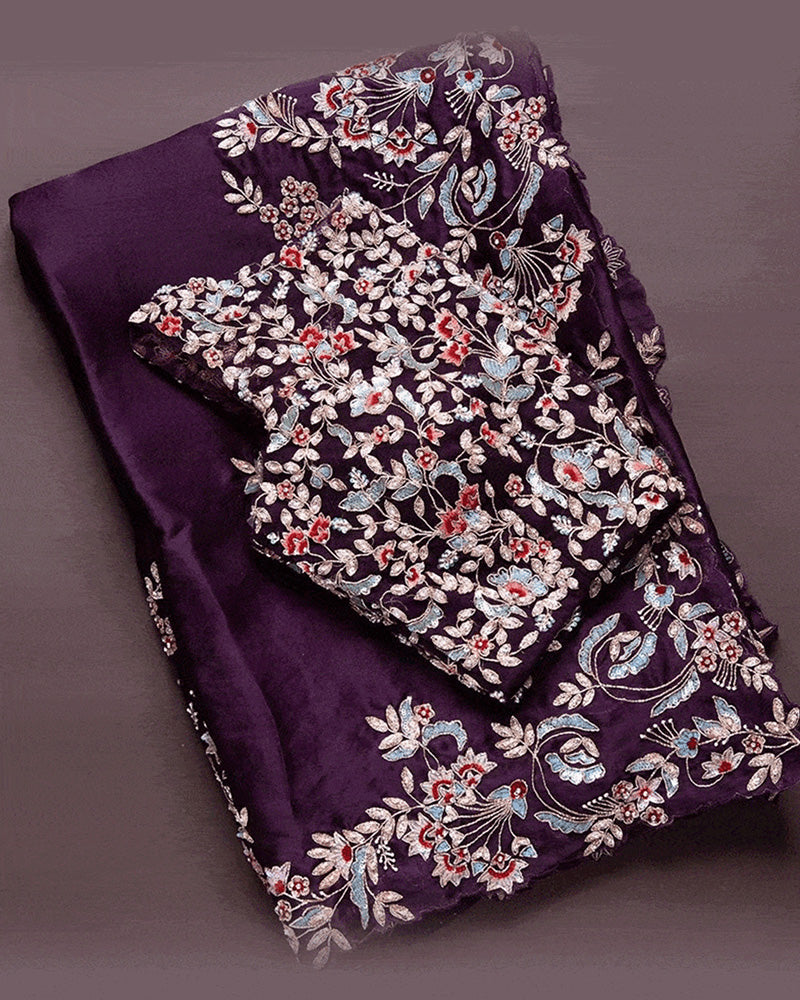 Designer Purple Kasturi Silk Saree