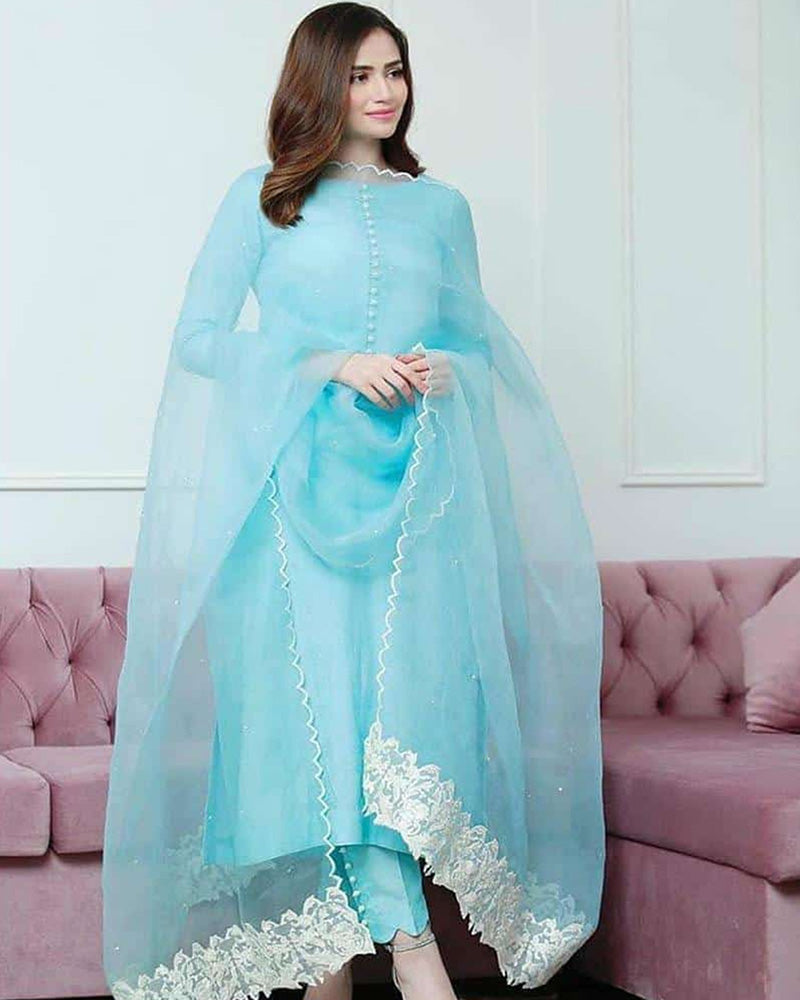 Sky Blue Pakistani Suit