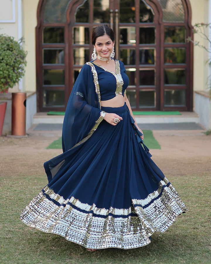 Rama Color Georgette Sequence Embroidery Lehenga Choli