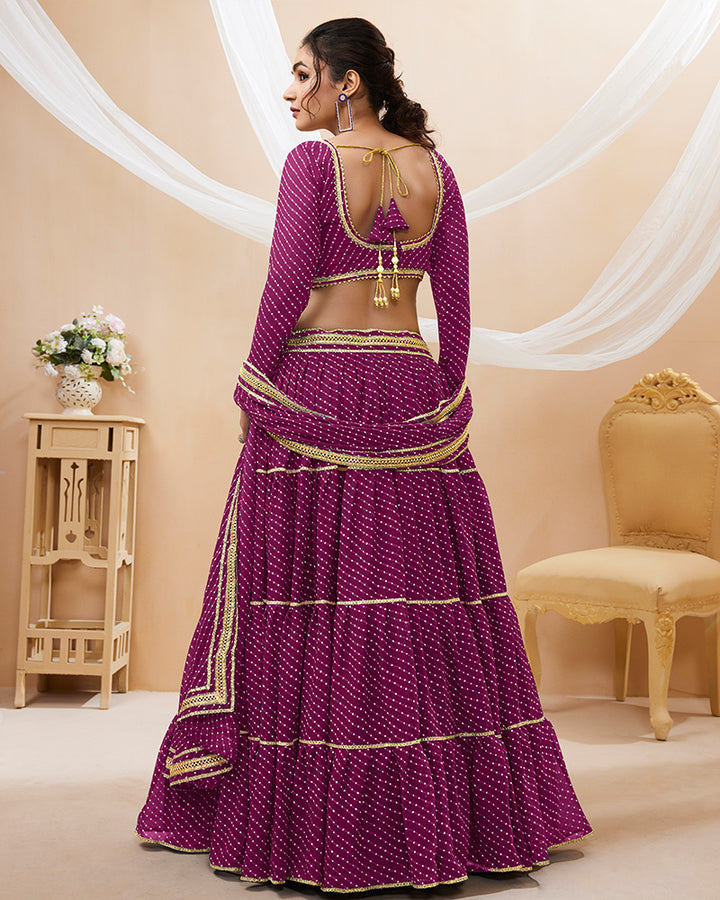 Purple Laheriya Print Georgette Lehenga Choli