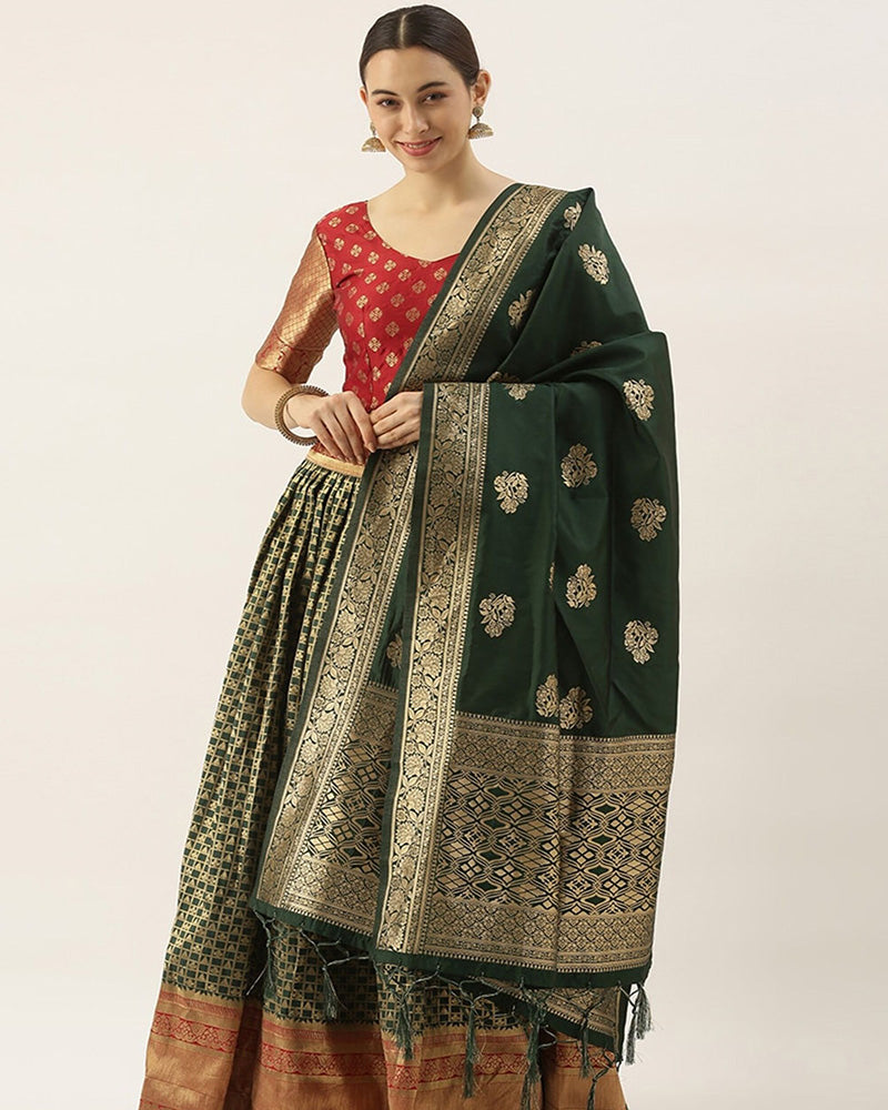 Green Banarasi Designer Lehenga Choli