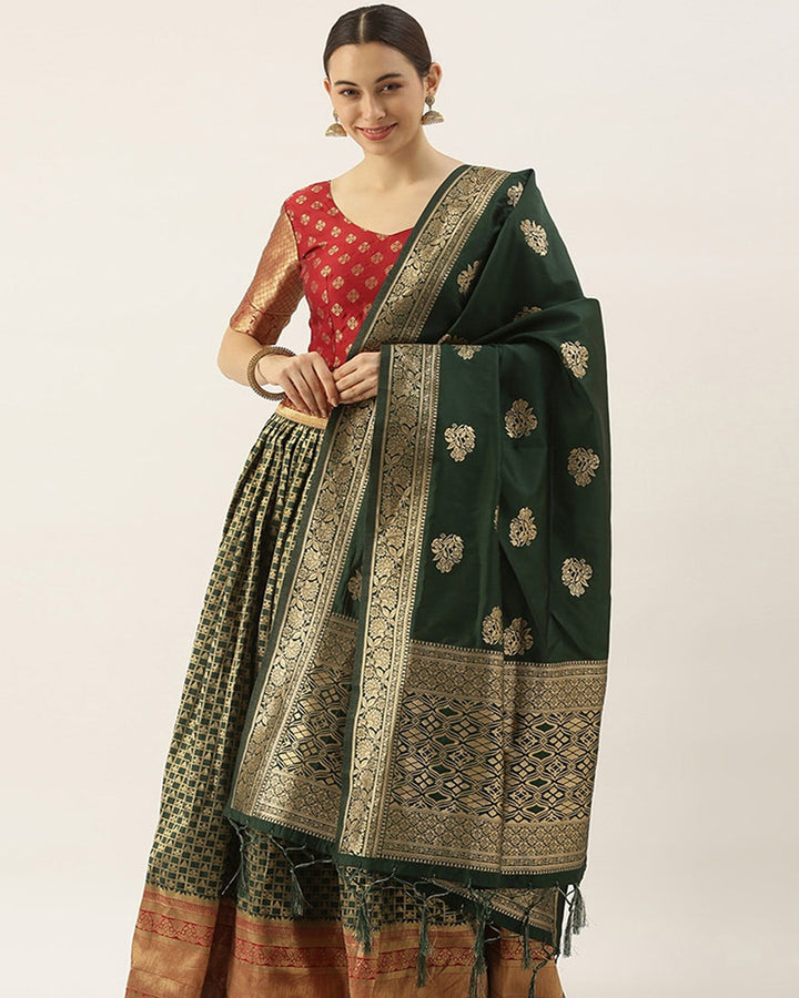 Green Banarasi Designer Lehenga Choli