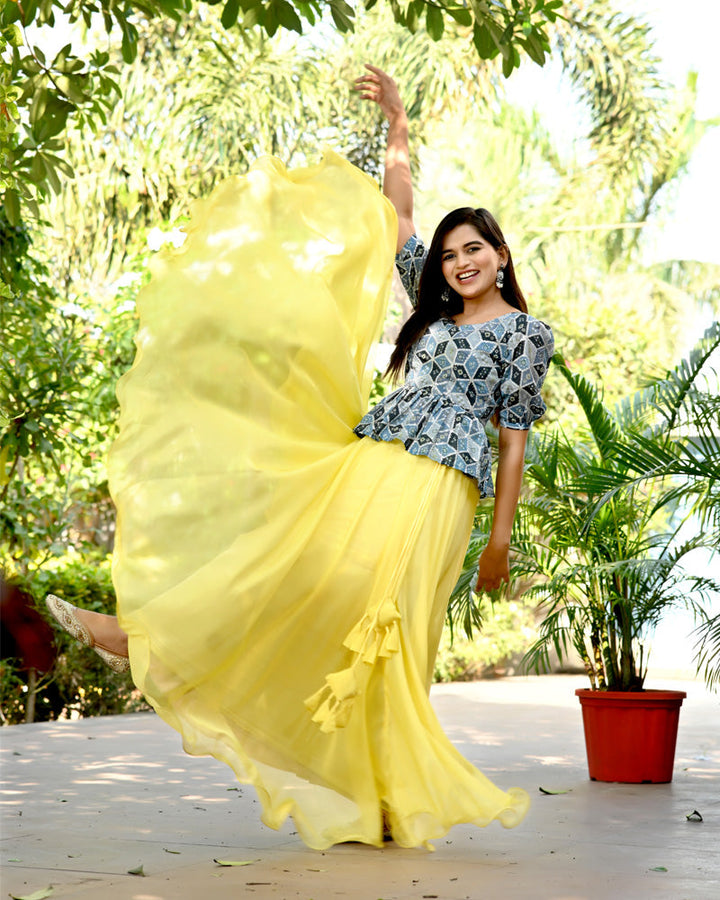 Yellow Color Designer Tebby Silk Lehenga Choli