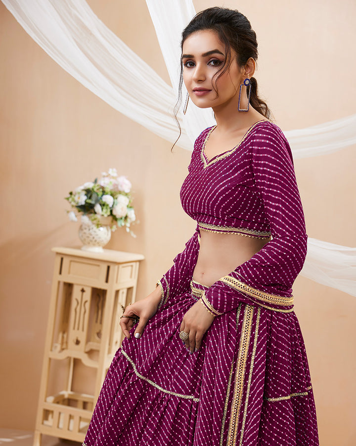 Purple Laheriya Print Georgette Lehenga Choli