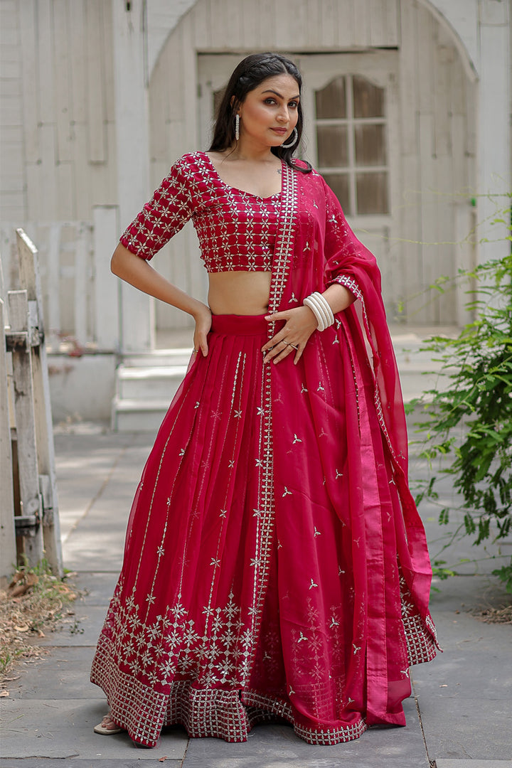 Pink Color Faux Blooming With Heavy Sequence Work Lehenga Choli