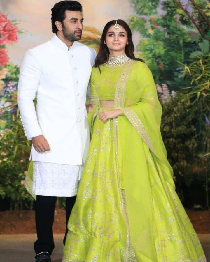 Neon Alia Bhatt Bridal Lehenga Choli