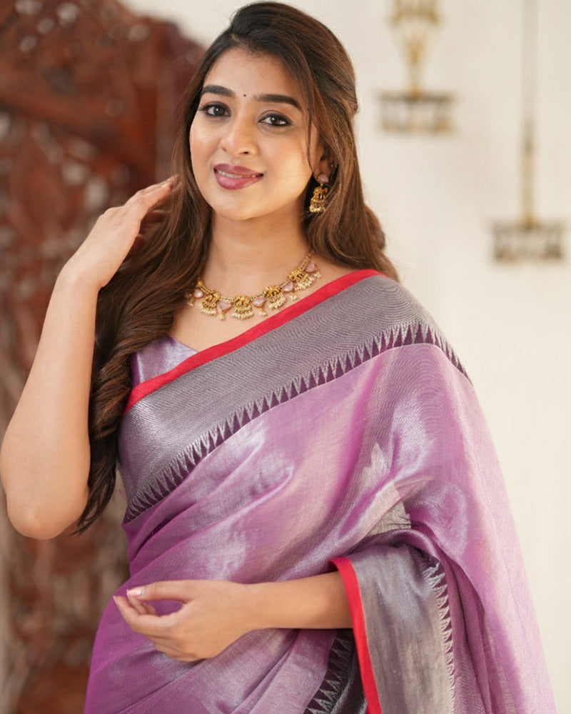 Lavender Color Tissue Cotton Saree