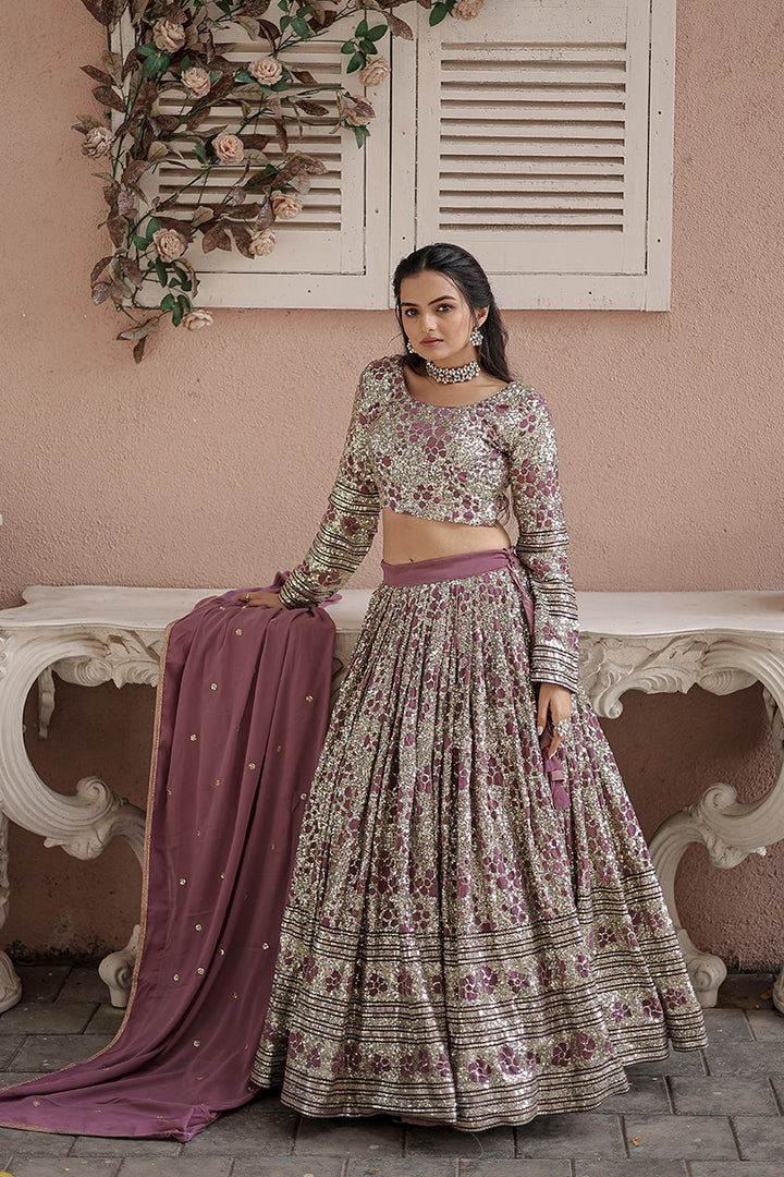 Heavy Designer Onion Color Georgette Embroidery Lehenga Choli