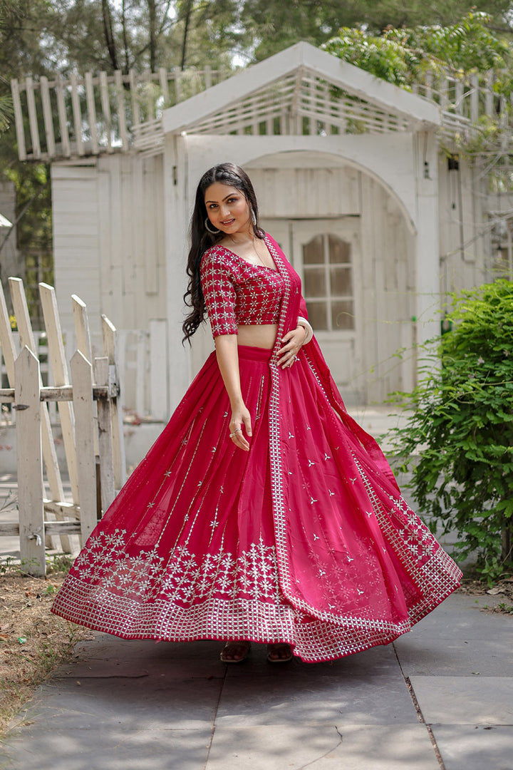 Pink Color Faux Blooming With Heavy Sequence Work Lehenga Choli