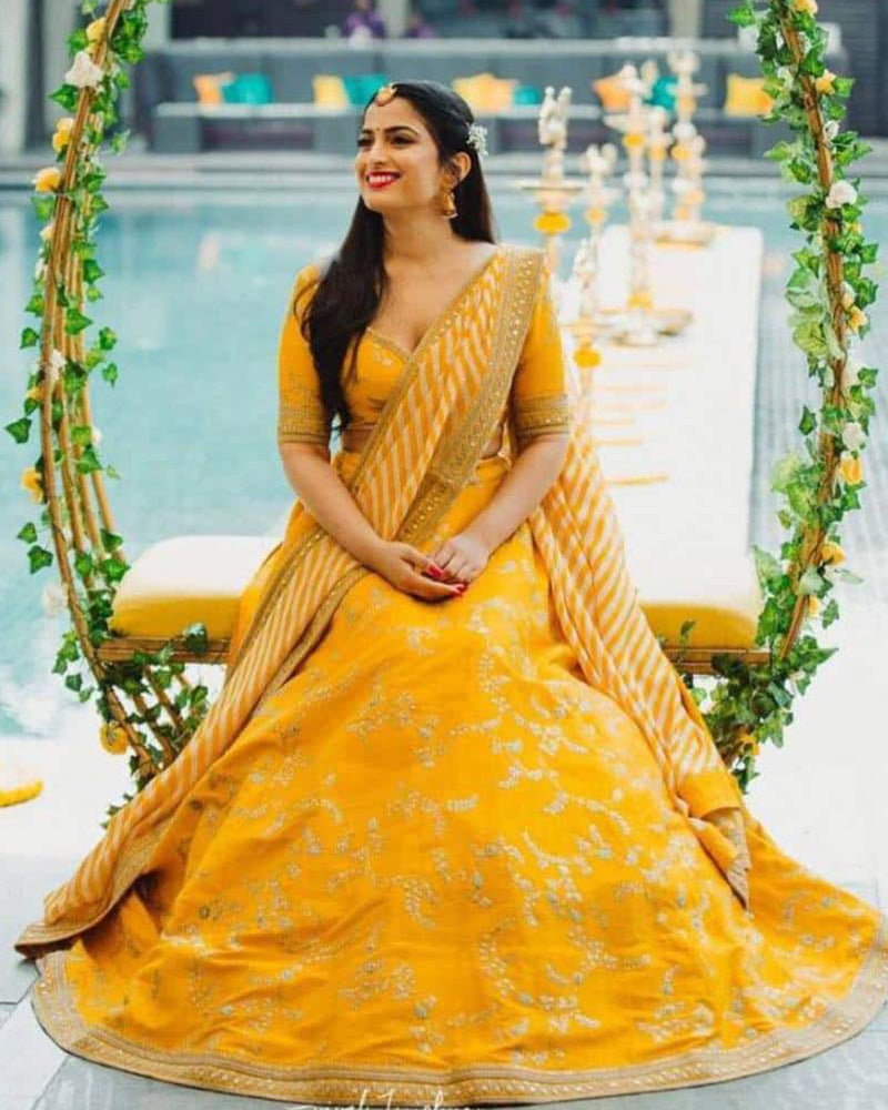 Yellow Sabyasachi Bridal  Lehenga Choli