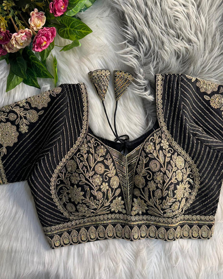 Red Color Italian Silk Embroidered Blouse