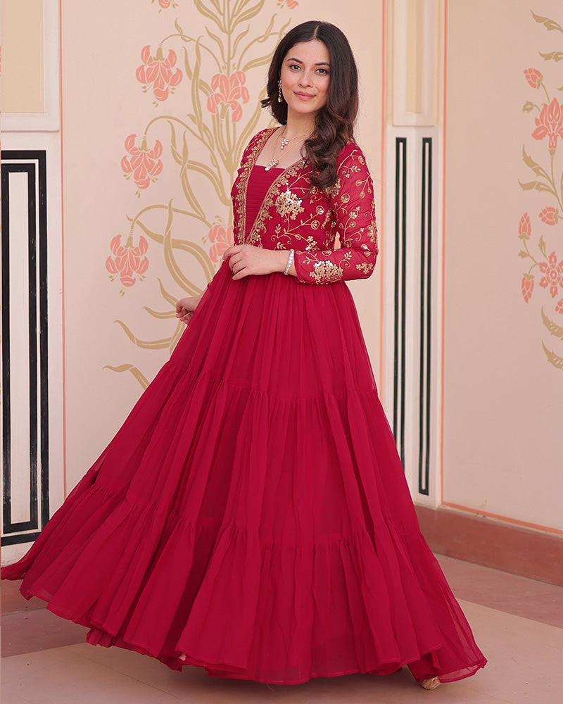 Royal Rani Pink Gown With Exquisite Golden Embroidery