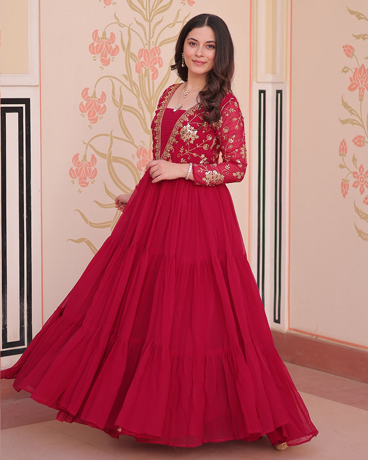 Royal Rani Pink Gown With Exquisite Golden Embroidery
