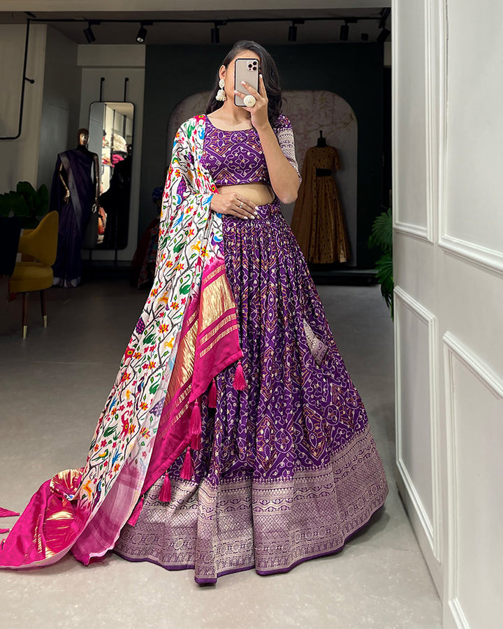 Purple Color Viscose Dola Silk Lehenga Choli