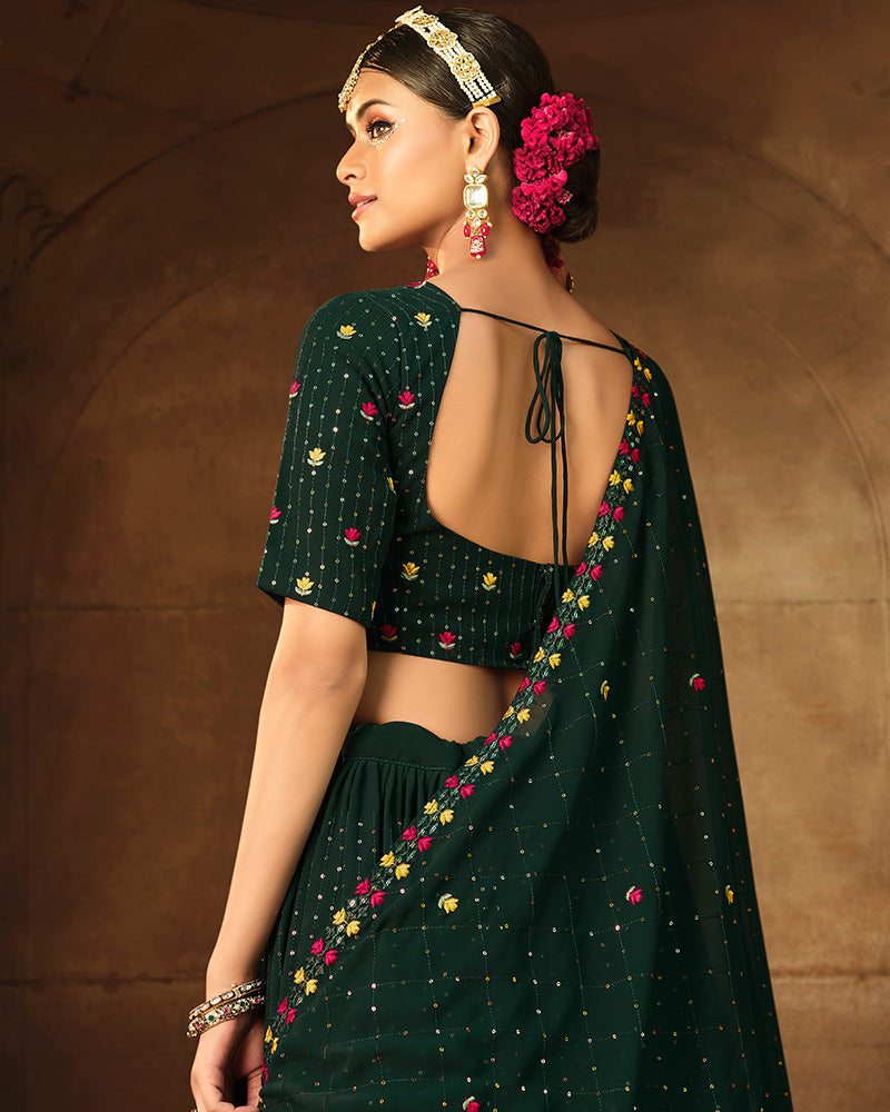 New Design Green Color Georgette Lehenga Choli