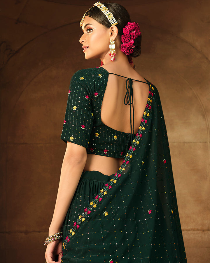 New Design Green Color Georgette Lehenga Choli