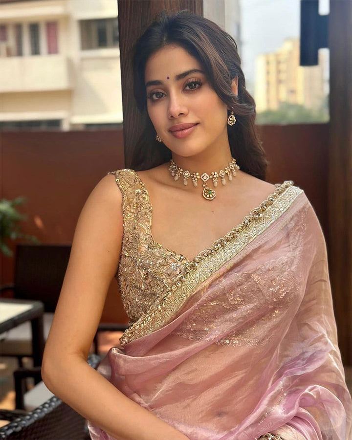 Jhanvi Kapoor Tissue Organza Silk Saree