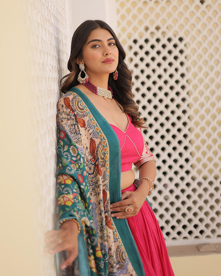 Pink Color Designer Viscose Jacquard Lehenga Choli