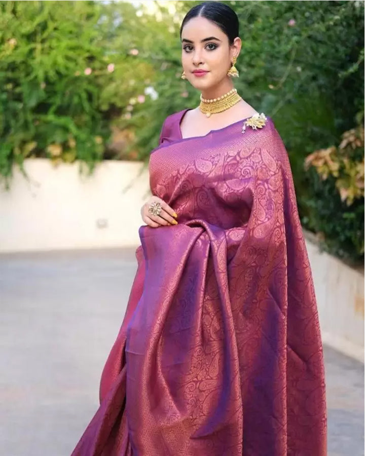 Designer Wine Color Soft Silk Saree