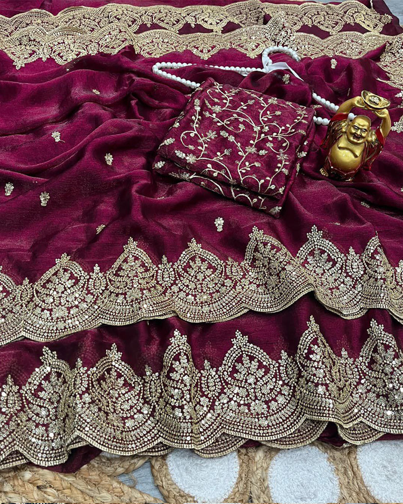 11 Color Fendi Chiffon Sequence Embroidered Saree