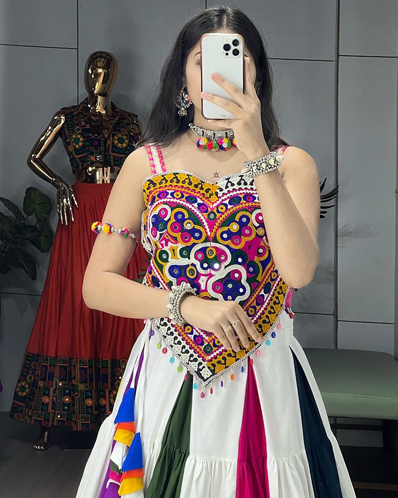 Vibrant Multicolor Traditional Navratri Lehenga Choli with Mirror Work