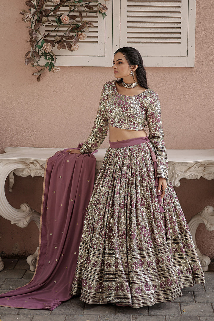 Heavy Designer Onion Color Georgette Embroidery Lehenga Choli