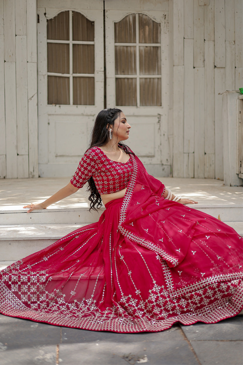 Pink Color Faux Blooming With Heavy Sequence Work Lehenga Choli