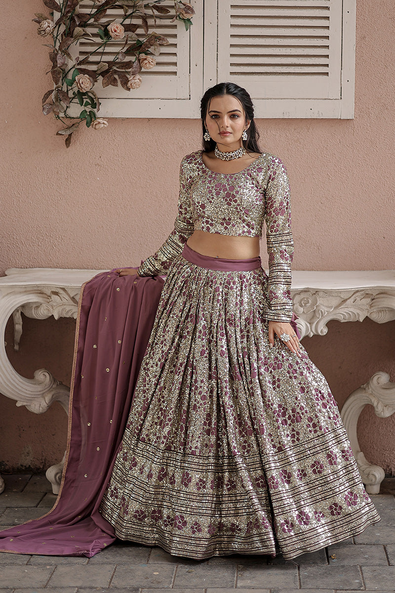 Heavy Designer Onion Color Georgette Embroidery Lehenga Choli