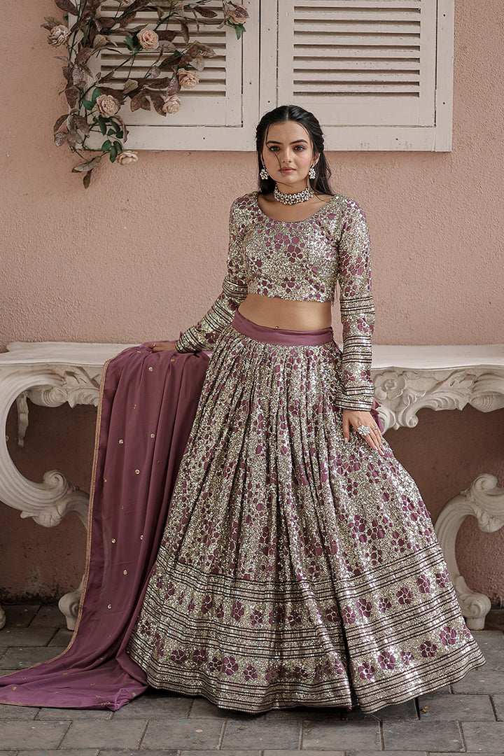 Heavy Designer Onion Color Georgette Embroidery Lehenga Choli