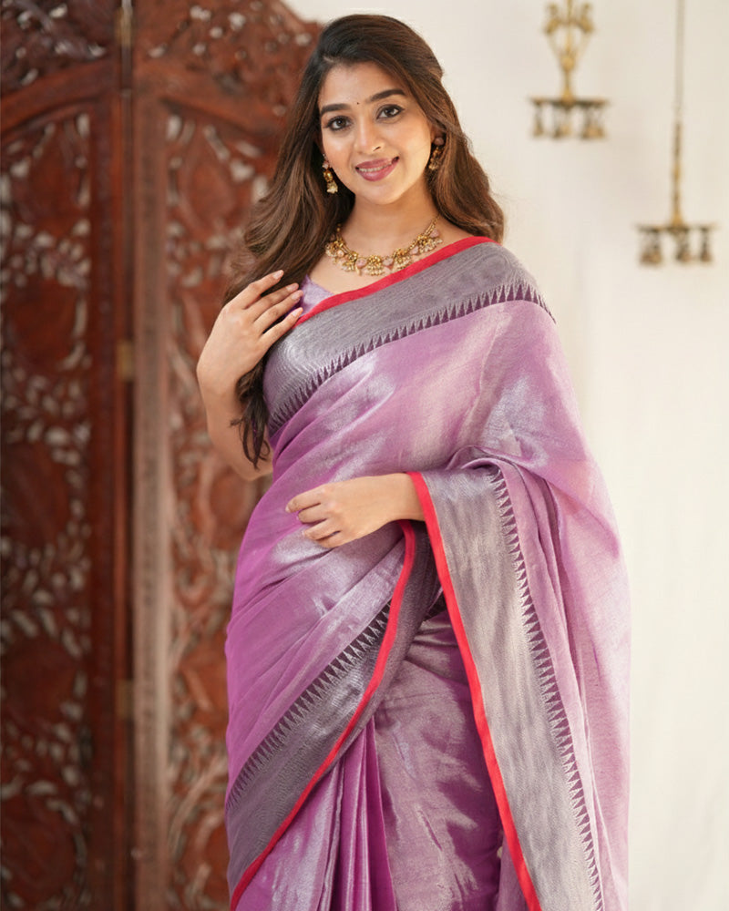 Lavender Color Tissue Cotton Saree