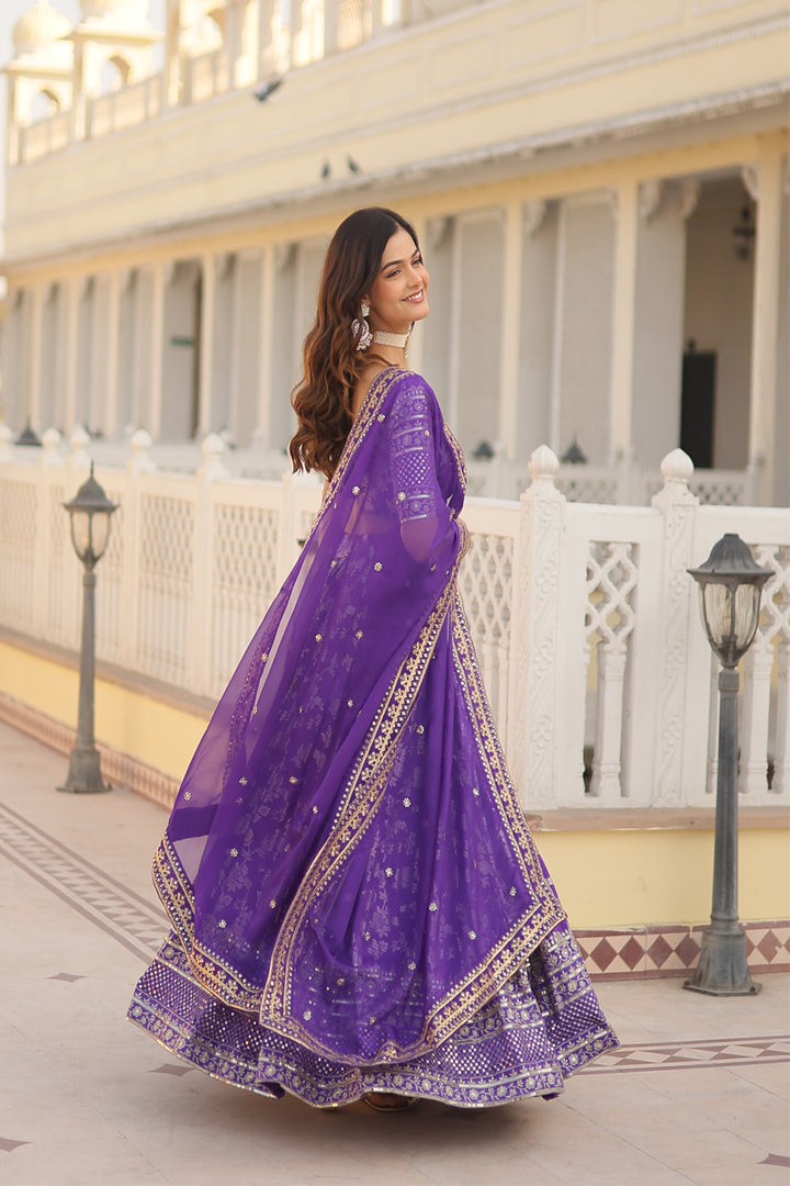 Purple Color Designer Pure Dyable Viscose Jacquard  Lehenga Choli
