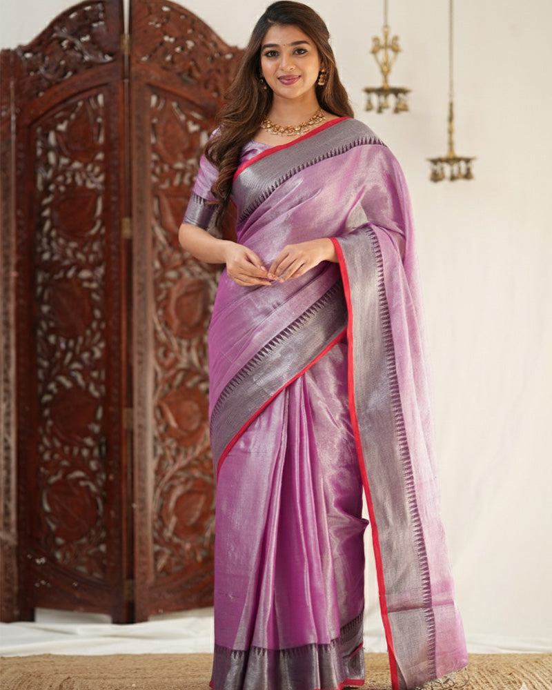 Lavender Color Tissue Cotton Saree