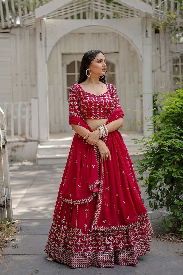 Pink Color Faux Blooming With Heavy Sequence Work Lehenga Choli