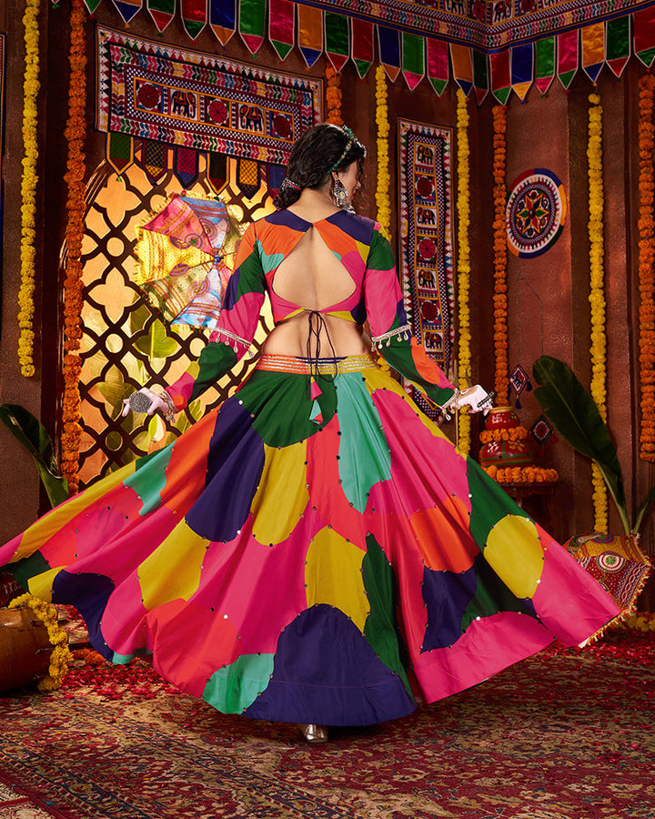 Splash Color Maslin Circular Pattern Navratri Chaniya Choli
