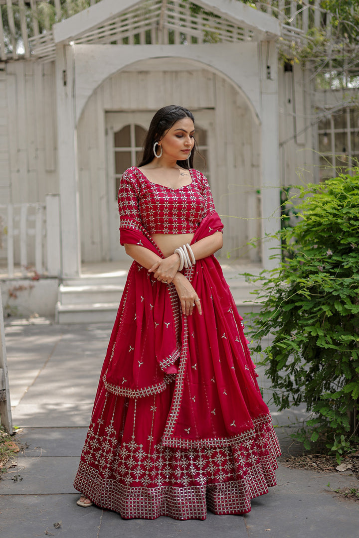 Pink Color Faux Blooming With Heavy Sequence Work Lehenga Choli