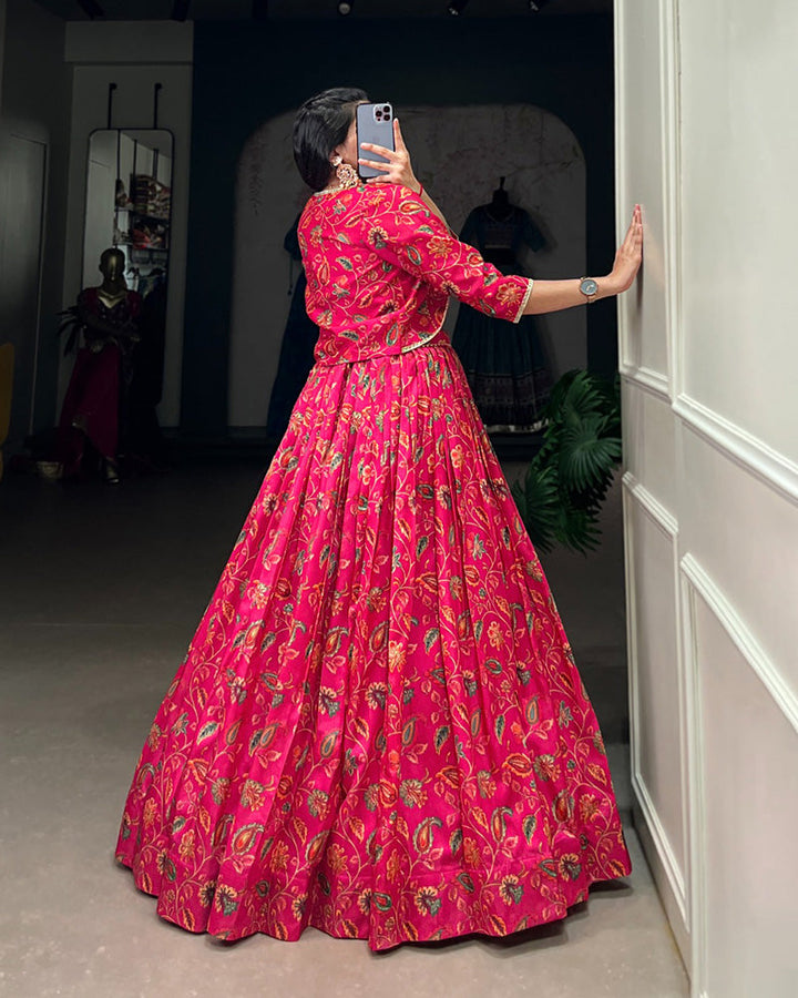 Pink Color Tussar Silk Lehenga Choli