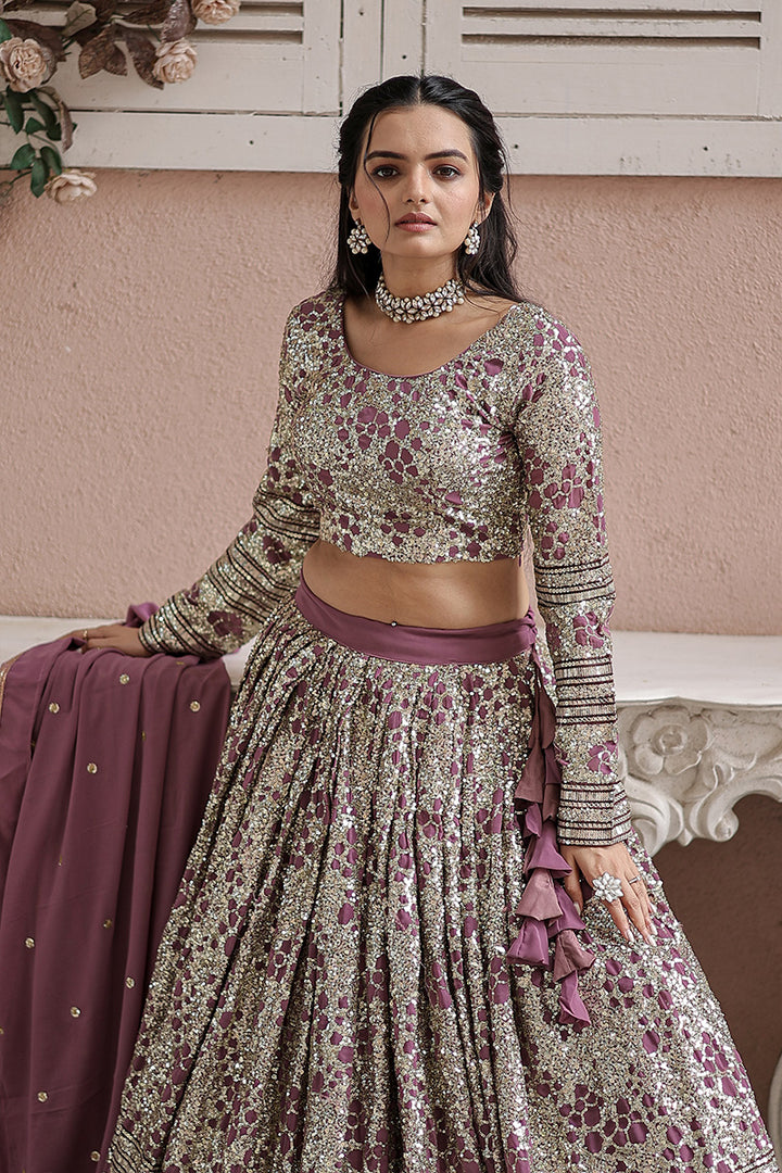 Heavy Designer Onion Color Georgette Embroidery Lehenga Choli